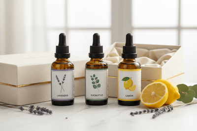 Coffret 3 Huiles Essentielles Bio - Lavande, Eucalyptus, Citron | 10ml chacune - Home Chic Choc