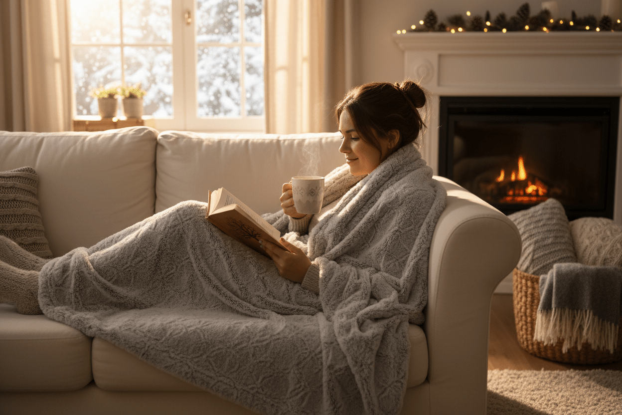 Plaid Cocooning Ultra - Doux 150x200cm - Fausse Fourrure Gris Perle - Home Chic Choc