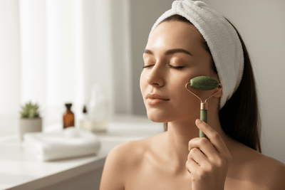 Rouleau de Jade Facial + Gua Sha - Massage Anti - Âge & Drainage Lymphatique - Home Chic Choc